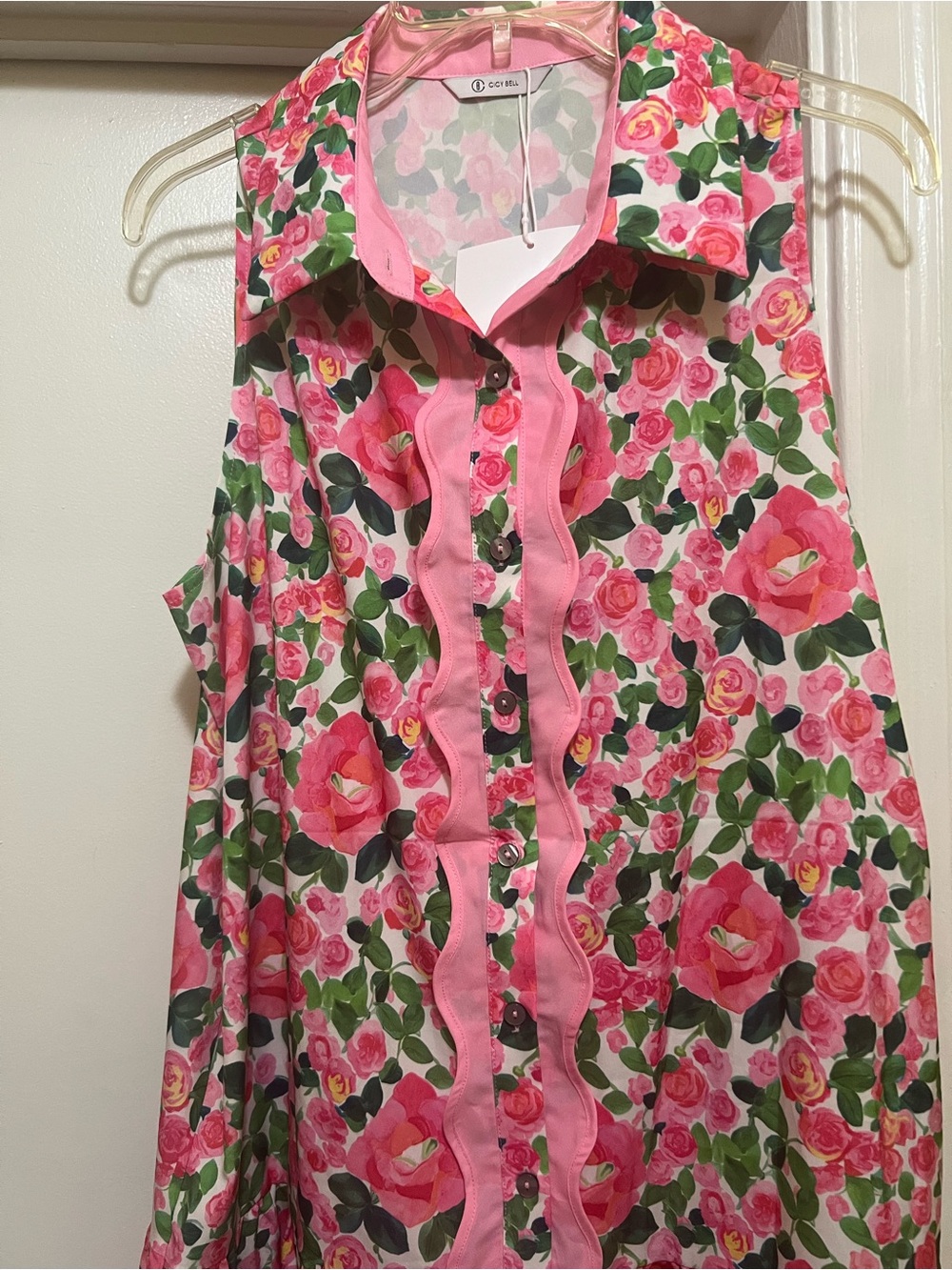 COO BAY Pink Floral Sleeveless Button-Front Dress